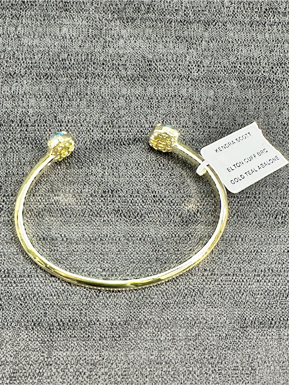 Kendra Scott Elton Cuff Bracelet Gold Teal Abalone W/Dust Bag - Picture 4 of 7